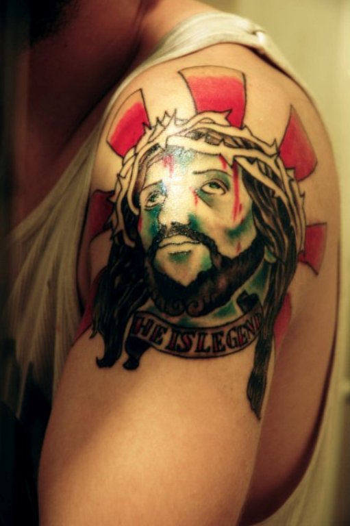 Colored Tattoo Of Jesus