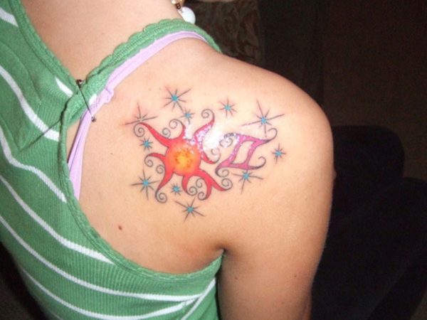 Colored Tattoo On Shoulder Back