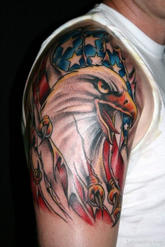 Colorful American Eagle Tattoo Design