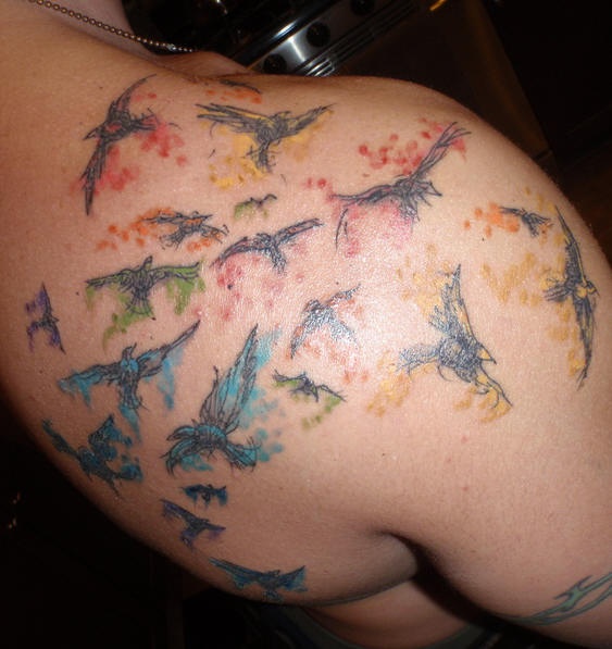Colorful Birds Tattoo Design