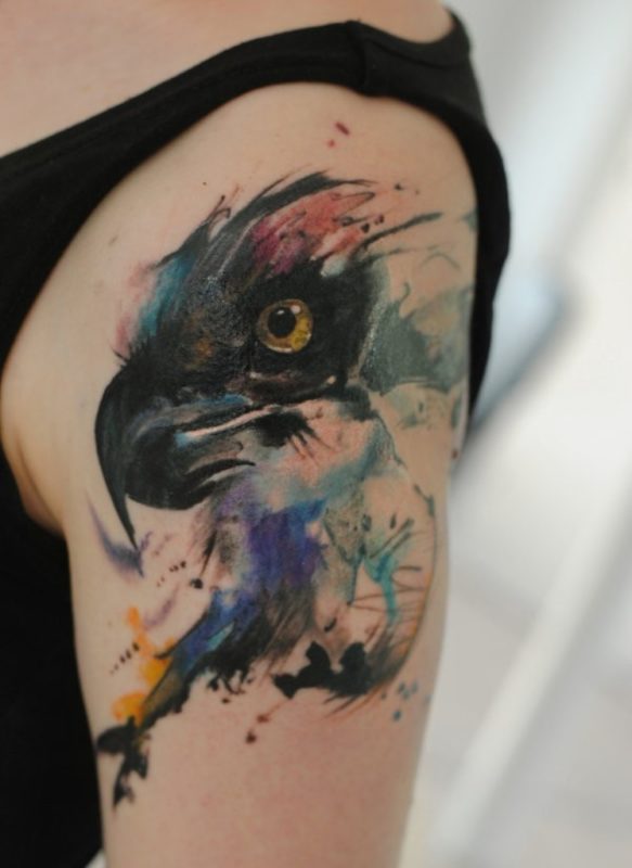 Colorful Black Eagle Tattoo Design