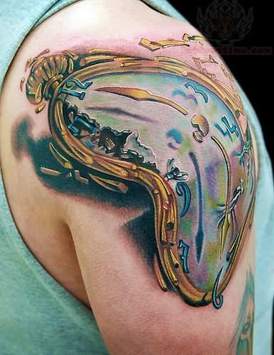 Colorful Clock Tattoo Design