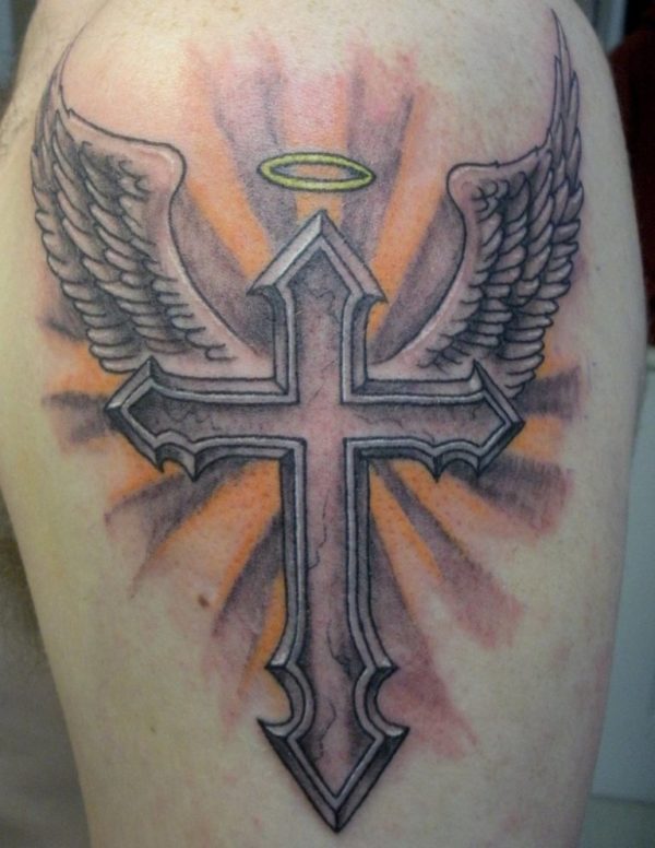Colorful Cross Tattoo Design