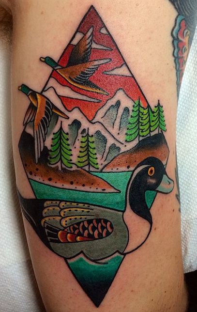 Colorful Duck Tattoo.