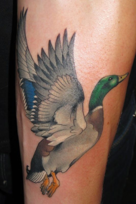 Colorful Duck Hunting Tattoo