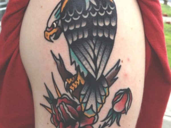 Colorful Eagle Shoulder Tattoo Design