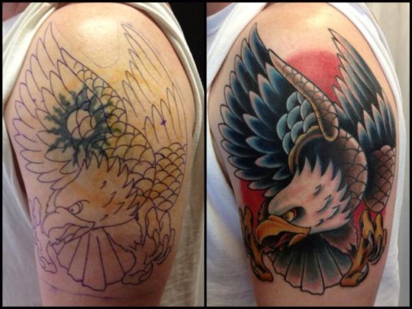 Colorful Eagle Shoulder Tattoo