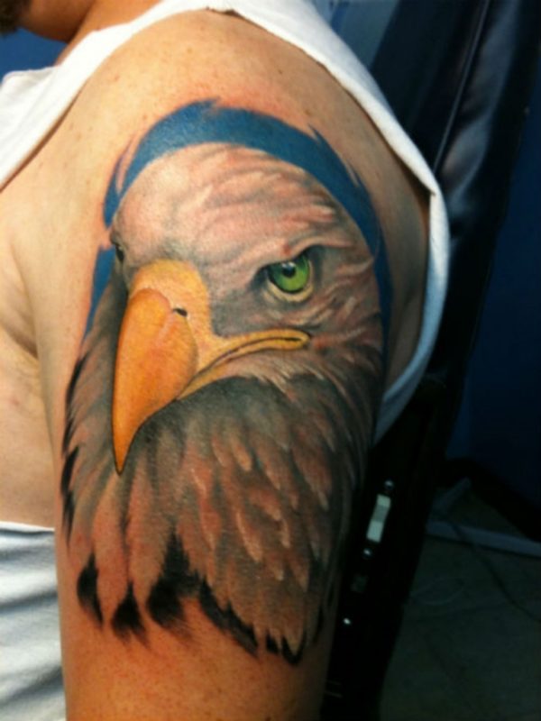 Colorful Eagle Shoulder Tattoo