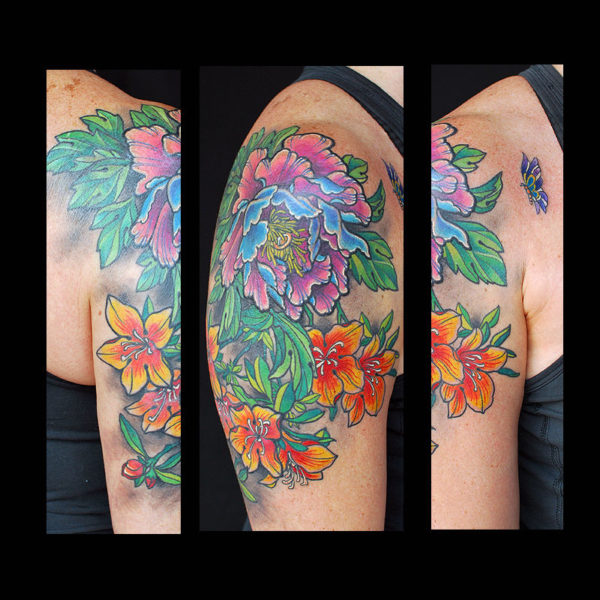 Colorful Flower Cover Up Tattoo-st65027