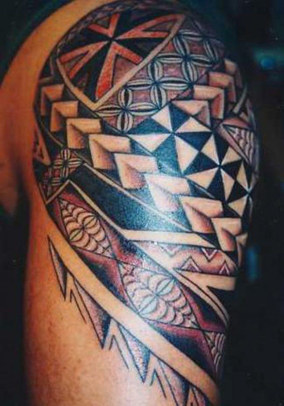 Colorful Hawaiian Tribal Tattoo