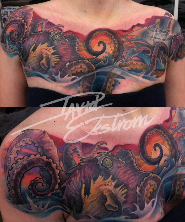 Colorful Kraken Tatoo 