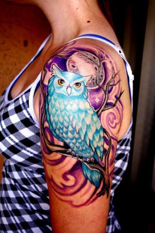 Colorful Owl Tattoo