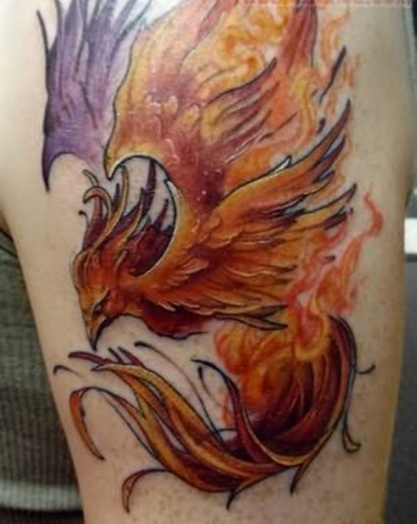 Colorful Phoenix Designer Tattoo