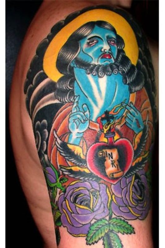 Colorful Religious Tattoo