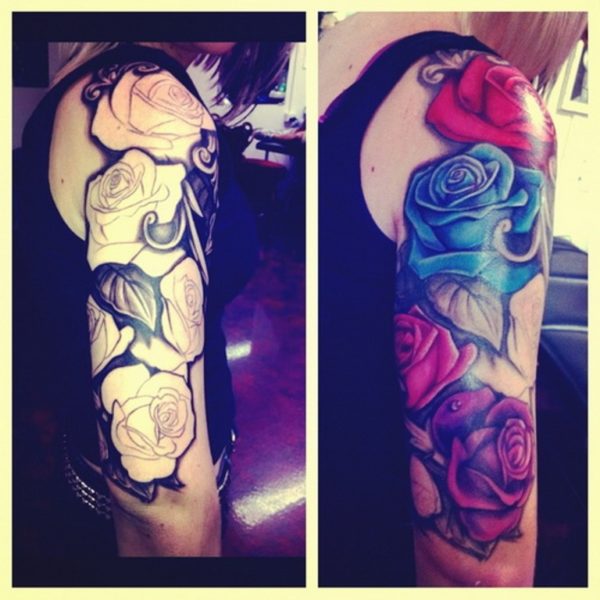 Colorful Roses Cover Up Tattoo Design-st65033