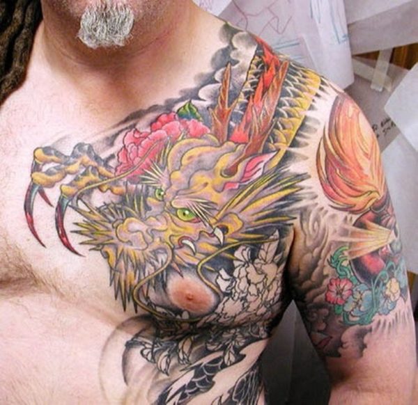 Colorful Shoulder Dragon Tattoo