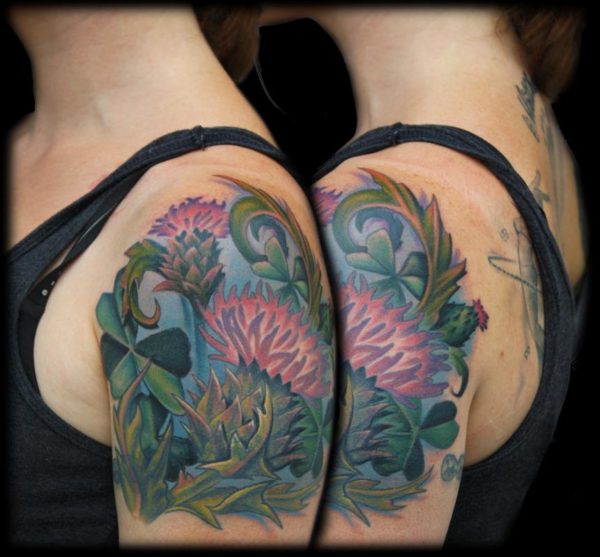 Colorful Shoulder Tattoo Design