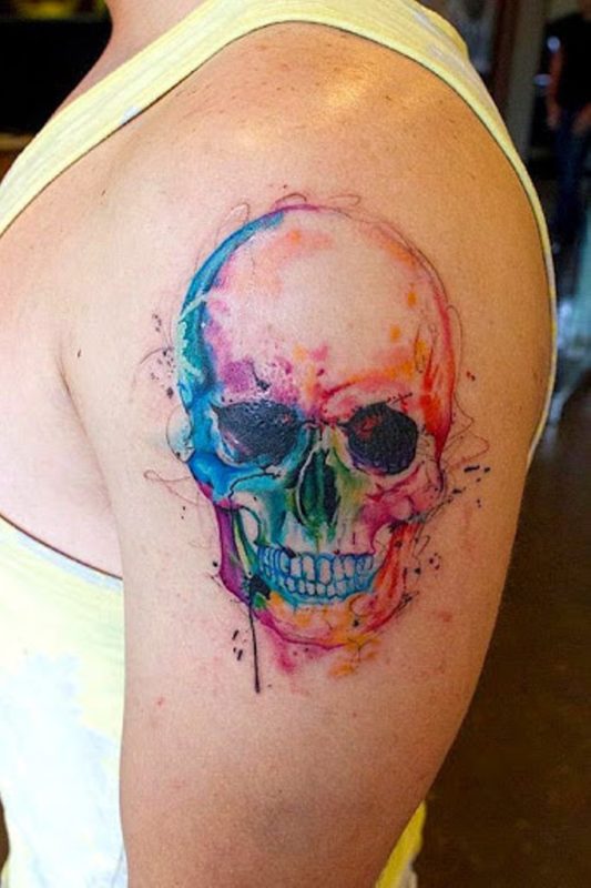 Colorful Small Skull Tattoo