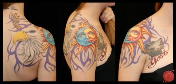 Colorful Sun Tattoo Design