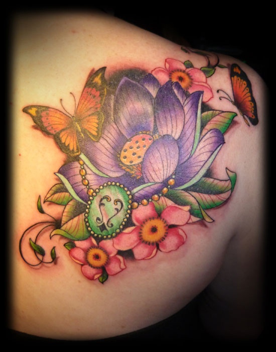 Colorful Three Butterfly Tattoo
