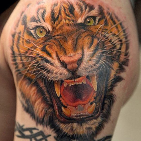 Colorful Tiger Tattoo-
