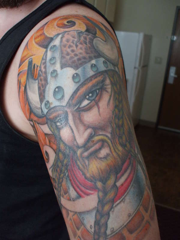 Colorful Viking Tribal Tattoo Design