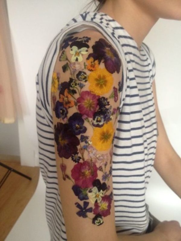 Colorful Vintage Flower Designer Tattoo