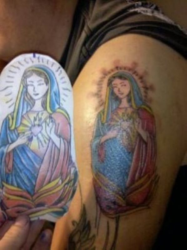 Colorful Virgin Mary Tattoo