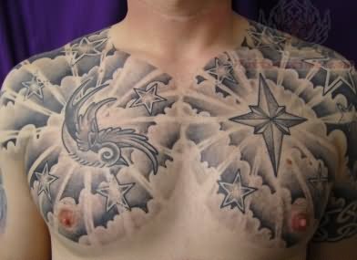 Compass Grey Tattoo On Shoulder