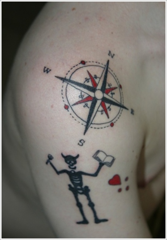 Compass Nautical Shoulder Tattoo Design