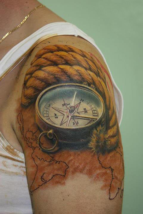 Compass Nautical Tattoo Design