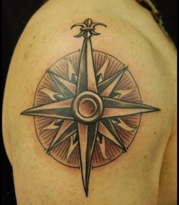 Compass Shoulder Tattoo