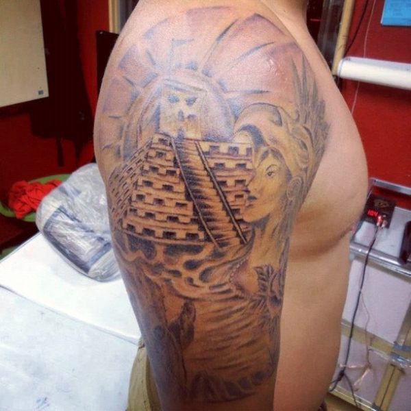 Cool Aztec Shoulder Tattoo