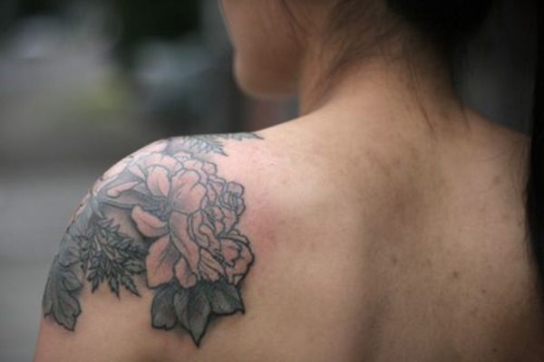 Cool Black And Grey Flower Tattoo