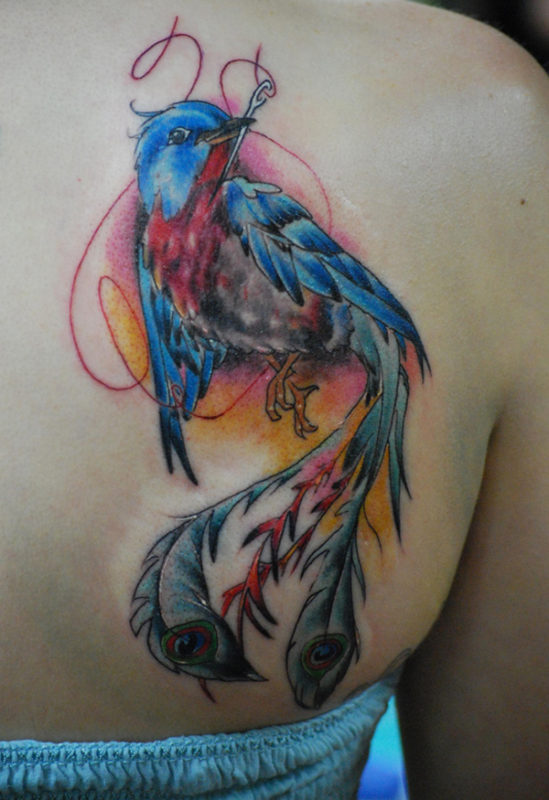 Cool Blue Phoenix Tattoo