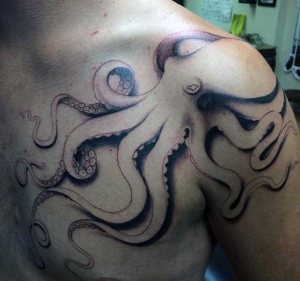 Cool Kraken Tattoo On Front Shoulder