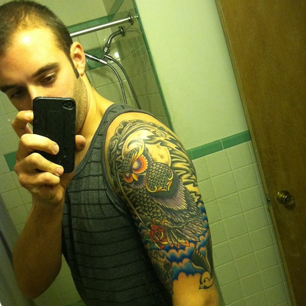 Cool Owl Shoulder Half Sleeves Tattoo