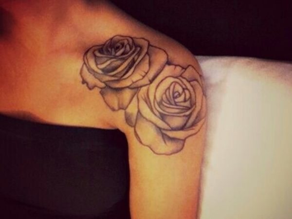 Cool Rose Flower Tattoo On Shoulder