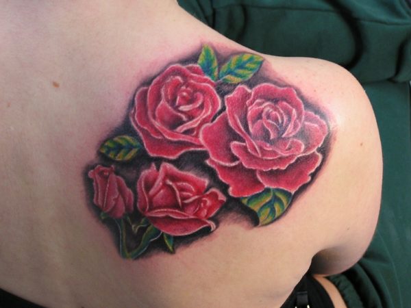 Cool Roses Flower Tattoo On Shoulder
