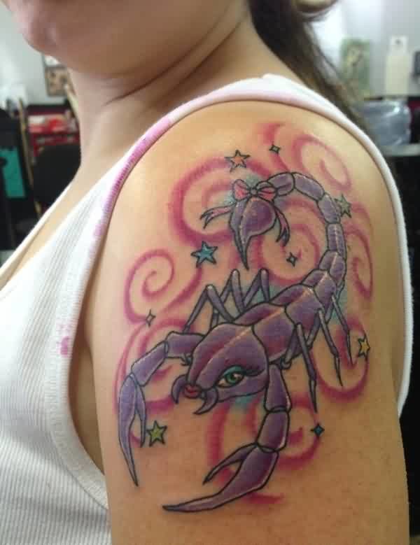 Cool Scorpion And Star Tattoo