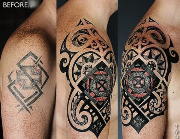Cool Shoulder Cover Up Tattoo Design