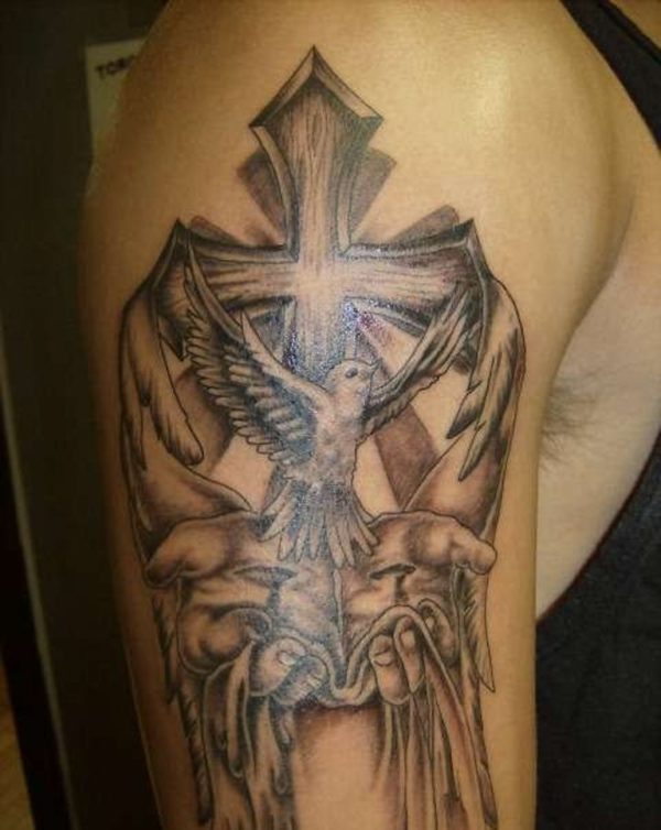 Cross And Dove Tattoo