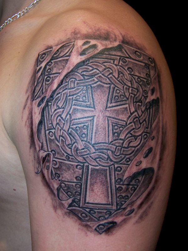 Cross Celtic Shoulder Tattoo