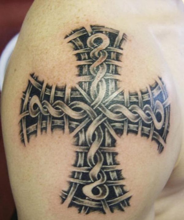 Cross Design Celtic Shoulder Tattoo