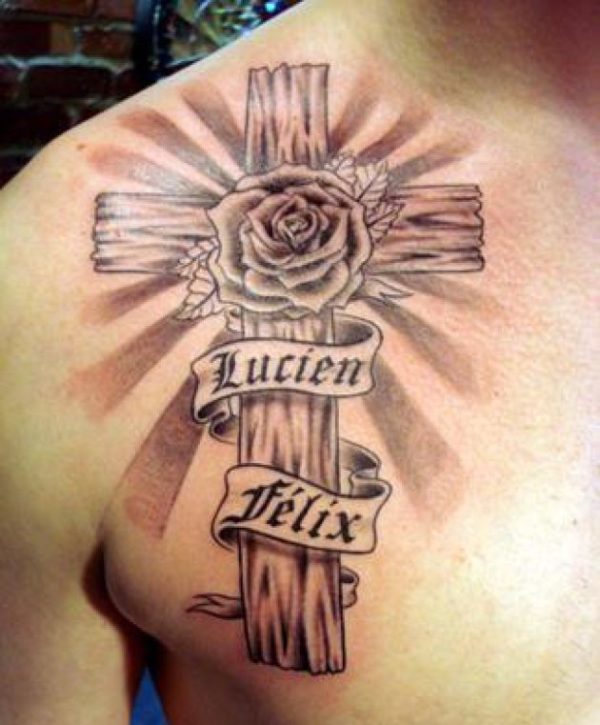 Cross Rays Shoulder Tattoo