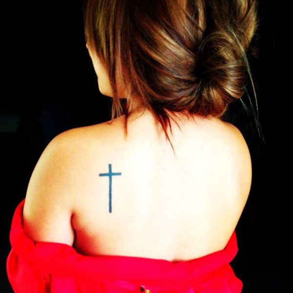 Cross Shoulder Blade Designer Tattoo