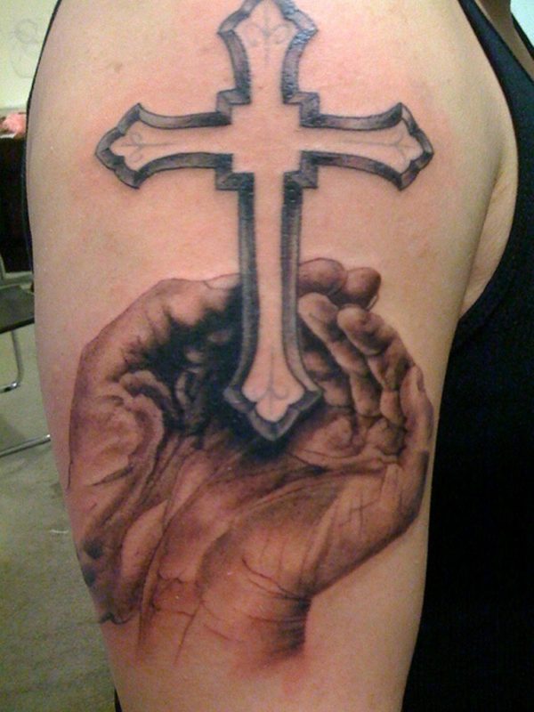 Cross Shoulder Tattoo  For Men