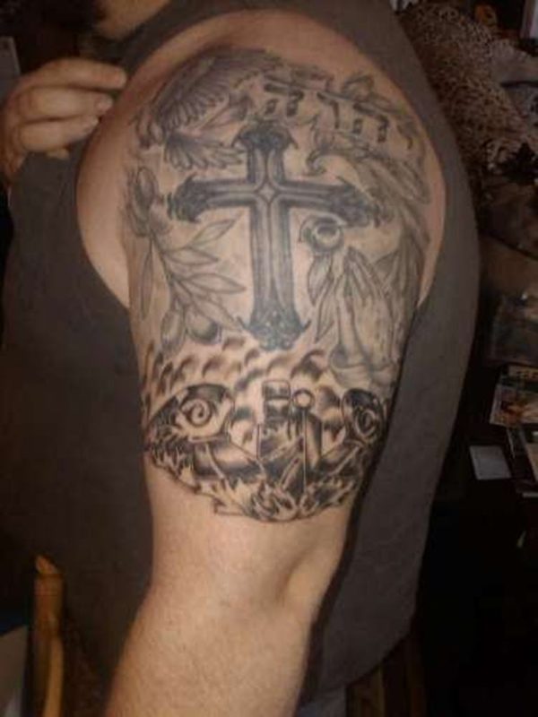 Cross Shoulder Tattoo
