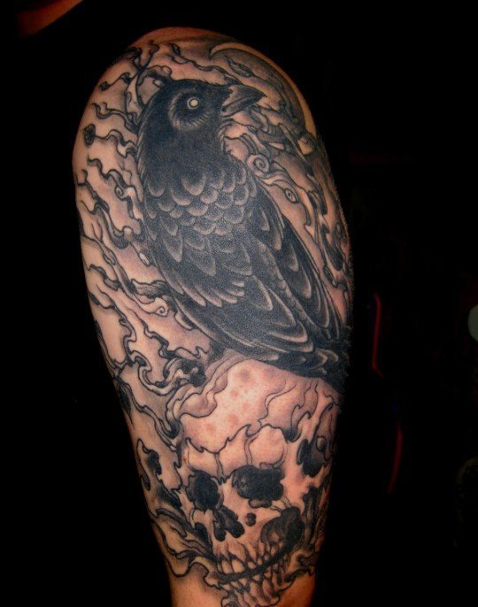 Crow And Skull Tattoo