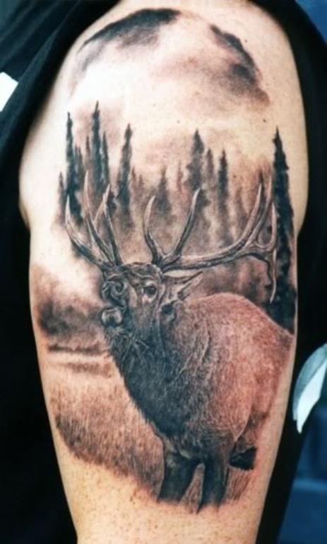Crying Deer Tattoo On Shoulder